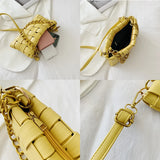 Casual Leather Woven Bag Shoulder Bags Women Chain Crossbody Handle Purses