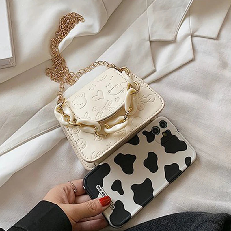 Solid Messenger Bag Women's Summer Mini Square Tote Bag