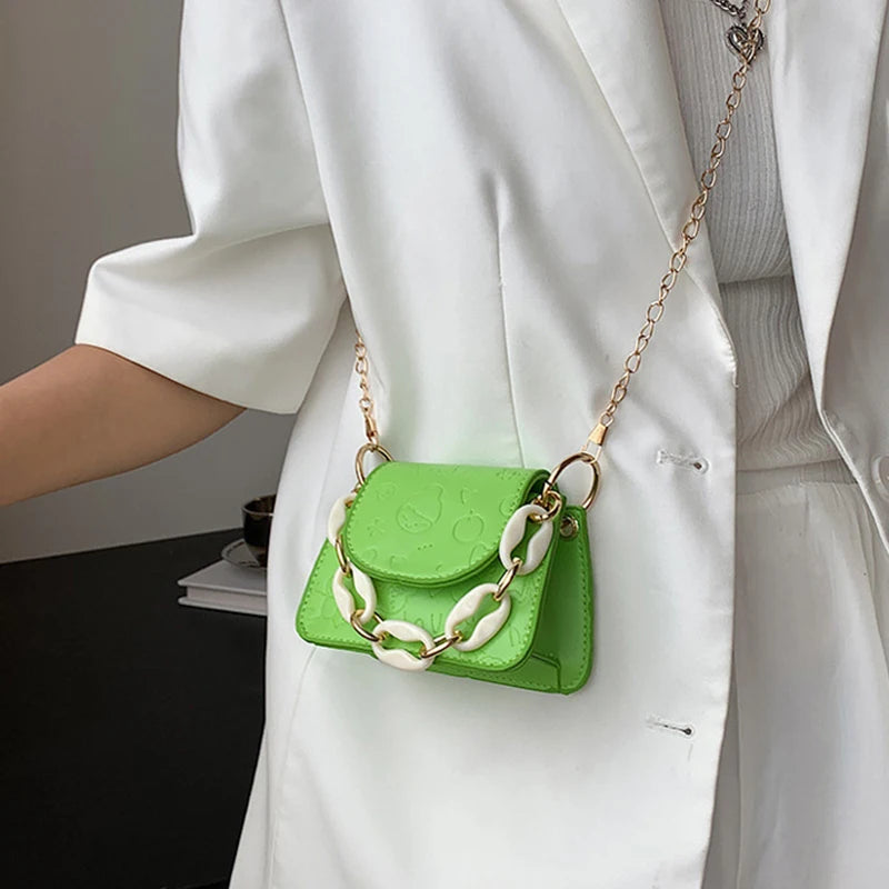 Solid Messenger Bag Women's Summer Mini Square Tote Bag