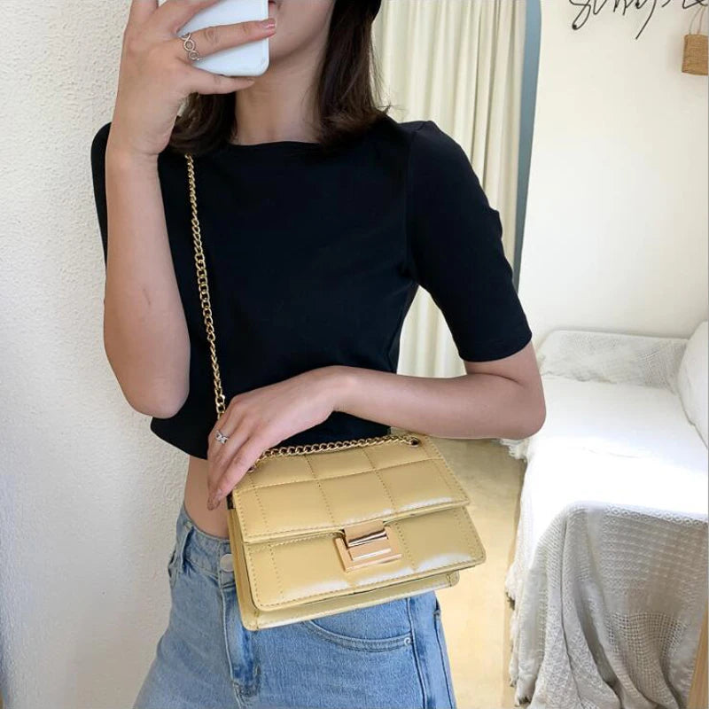 Chain Strap Shoulder Bag Women Crossbody PU Leather Lady Purse Handbag