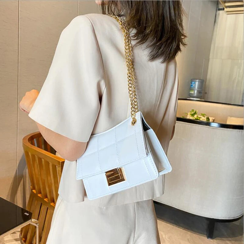 Chain Strap Shoulder Bag Women Crossbody PU Leather Lady Purse Handbag