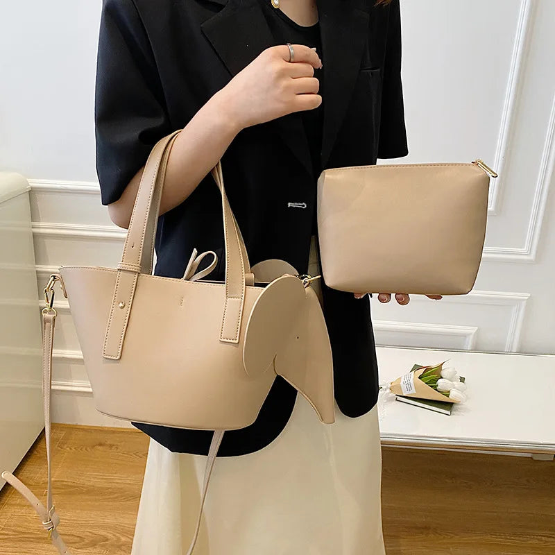 Elephant Shape Large Capacity Totes Pu Leather Crossbody Bags For Women