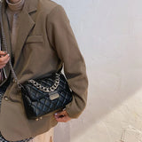 Women's Silver Chain Crossbody Shoulder Bag Flap Handbag