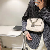 Women's Silver Chain Crossbody Shoulder Bag Flap Handbag