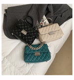 Women's Silver Chain Crossbody Shoulder Bag Flap Handbag