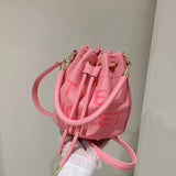 Letter Bucket Bag PU Leather Shoulder Handbag Wallet Shopping B