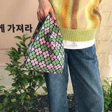 Polka Dot Knitting Shoulder Bag Clutch Purse Handbags Summer Beach Female Tote
