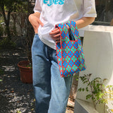 Polka Dot Knitting Shoulder Bag Clutch Purse Handbags Summer Beach Female Tote