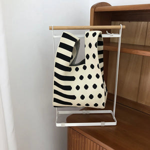 Polka Dot Knitting Shoulder Bag Clutch Purse Handbags Summer Beach Female Tote