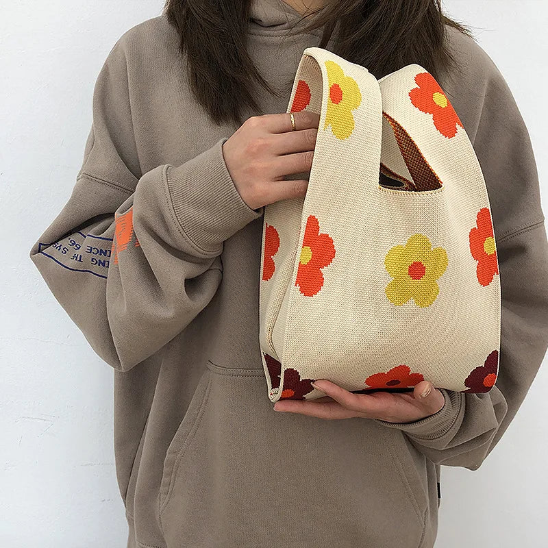 Polka Dot Knitting Shoulder Bag Clutch Purse Handbags Summer Beach Female Tote