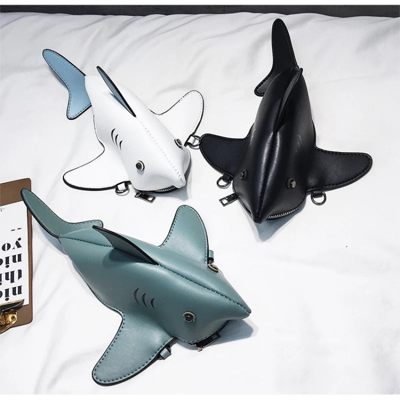 Shark Shape Bag Top Leather Crossbody Bag Lady Bag Cartoon Purse