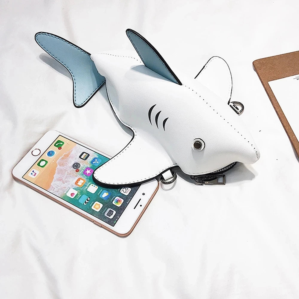 Shark Shape Bag Top Leather Crossbody Bag Lady Bag Cartoon Purse