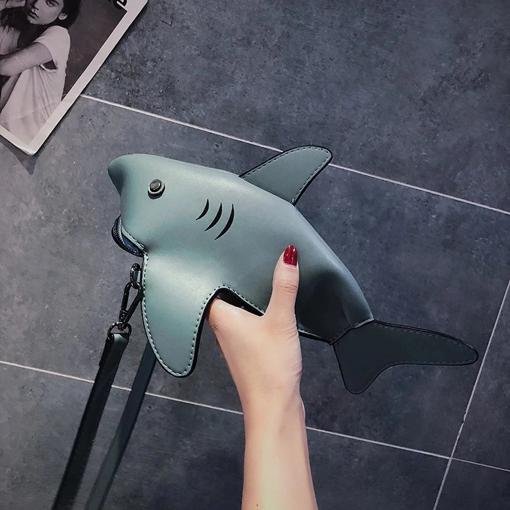 Shark Shape Bag Top Leather Crossbody Bag Lady Bag Cartoon Purse
