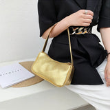 Bright Leather Handbag Underarm Shopping Bag Solid Female Shoulder Bag