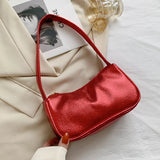 Bright Leather Handbag Underarm Shopping Bag Solid Female Shoulder Bag