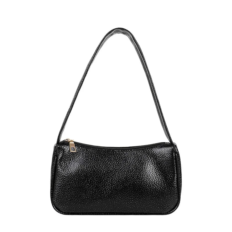 Bright Leather Handbag Underarm Shopping Bag Solid Female Shoulder Bag