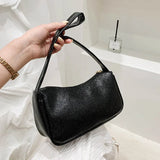 Bright Leather Handbag Underarm Shopping Bag Solid Female Shoulder Bag