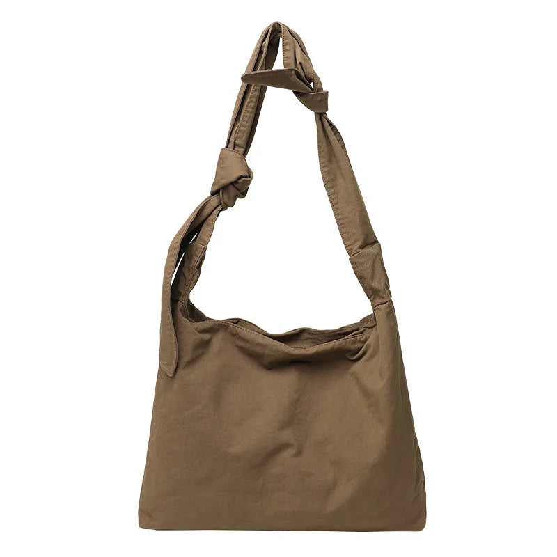 Solid Canvas Tote Shoulder Bag Women's Crossbody Bag