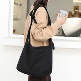 Solid Canvas Tote Shoulder Bag Women's Crossbody Bag
