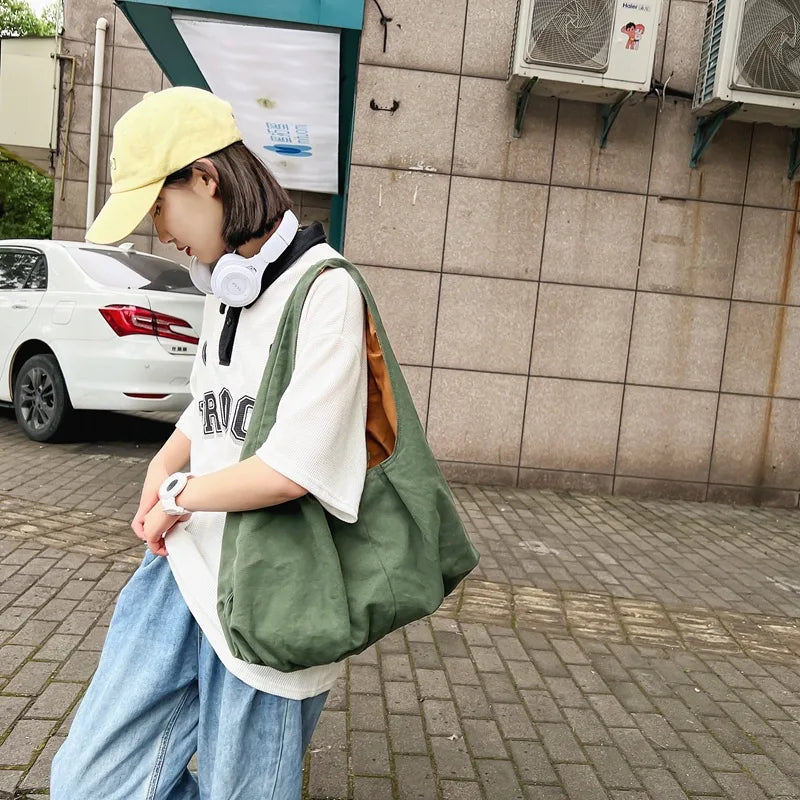 Canvas Tote Bag Large Capacity Crossbody Shoulder Bag for Women