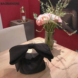 Bow Clutches Bag Black Evening Party Handbag