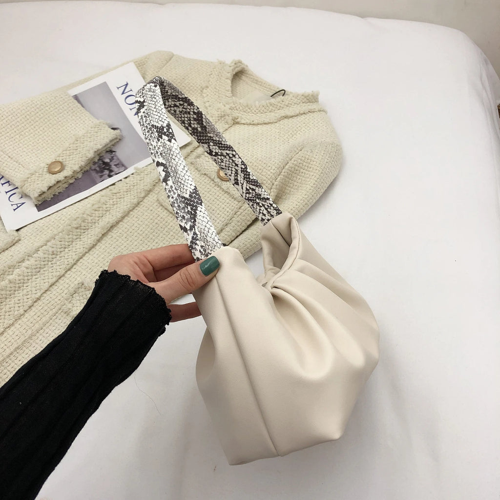 Snake Pattern Top Handle Shoulder Bag