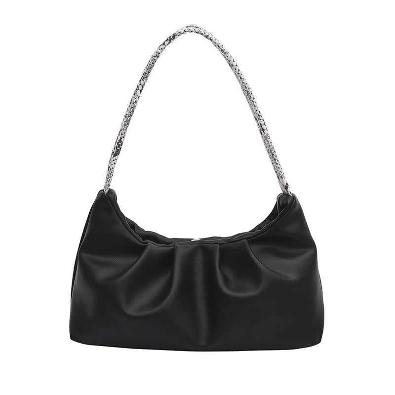 Snake Pattern Top Handle Shoulder Bag