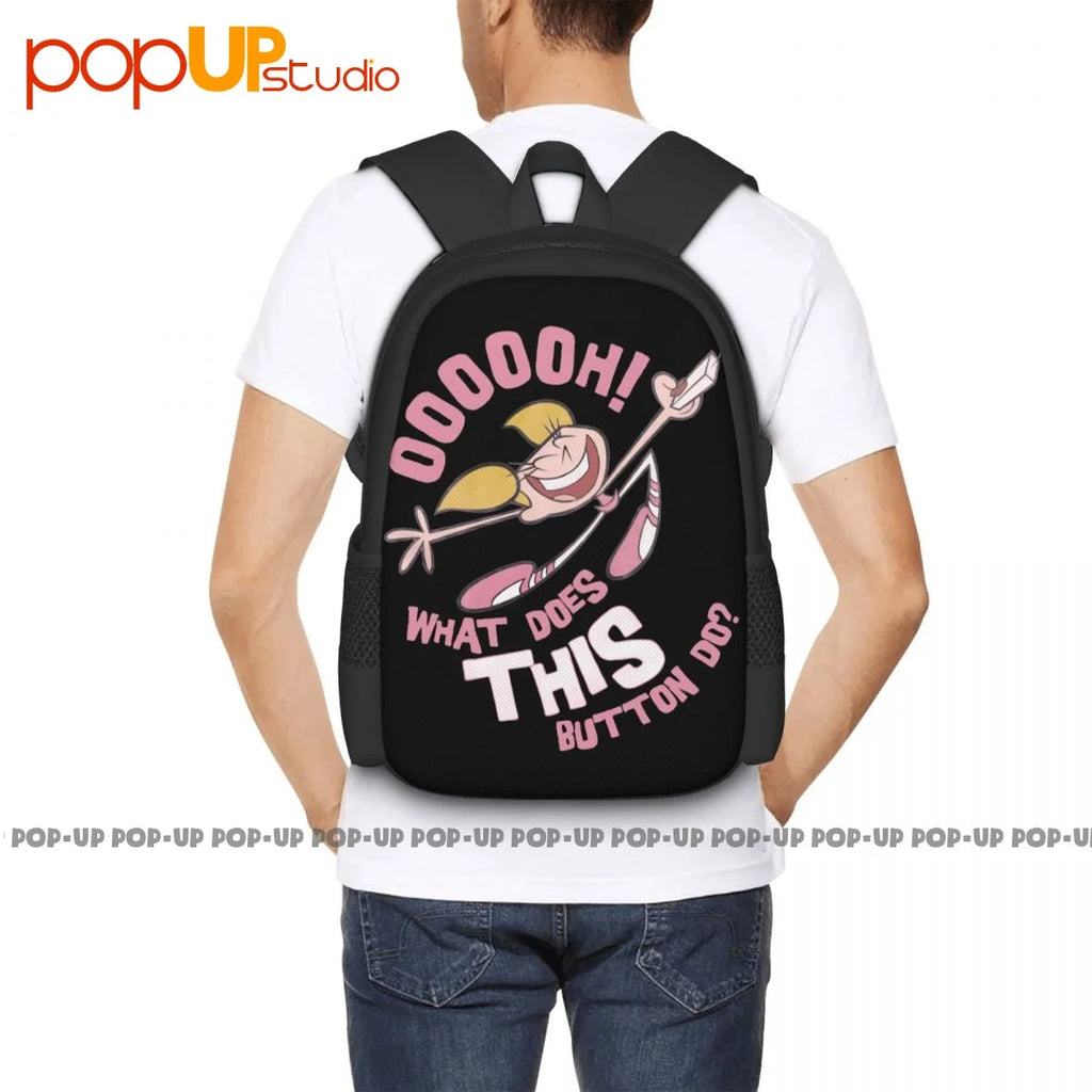Dexters Laboratory Cartoon Dee Dee Button Backpack Large Capacity