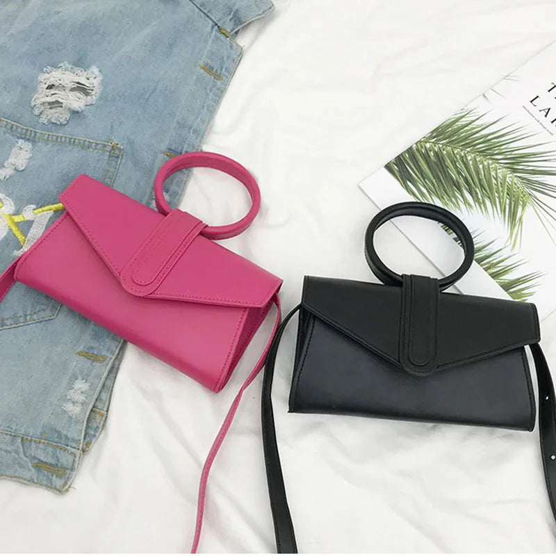 Diagonal Bag Hand Bag Women's Handbag Woman Pu Leather Solid Clutch Ladies
