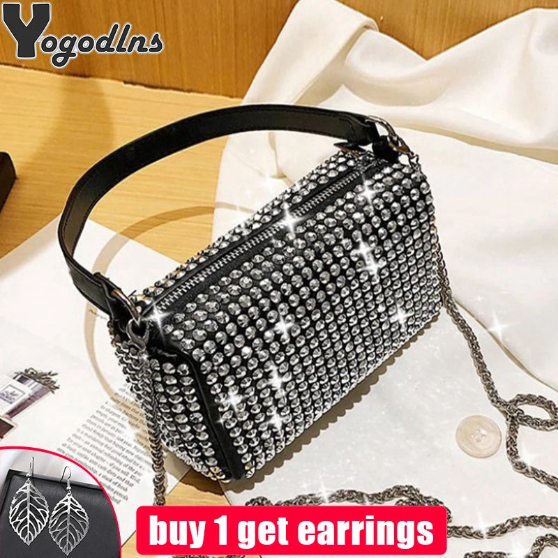 Diamond Crossbody Shoulder Bag Women Small Handbag Clutch Retro Pillow Hobos Bag