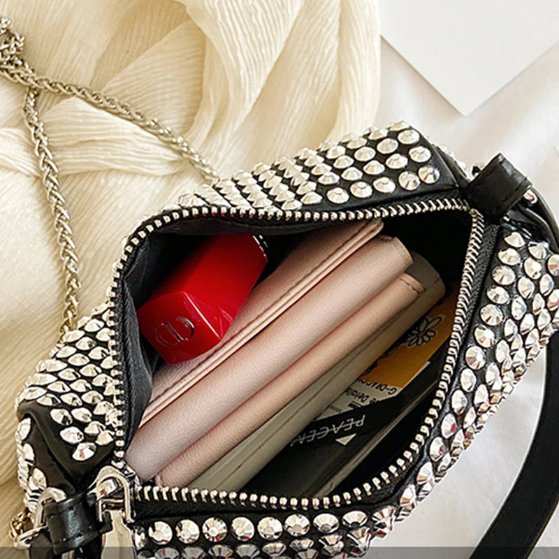 Diamond Crossbody Shoulder Bag Women Small Handbag Clutch Retro Pillow Hobos Bag