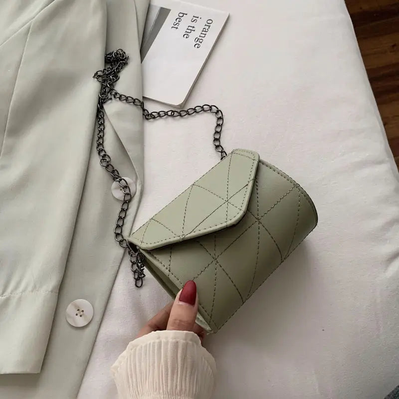 Diamond Lattice Solid Shoulder Bags Chain Mini Crossbody Bag