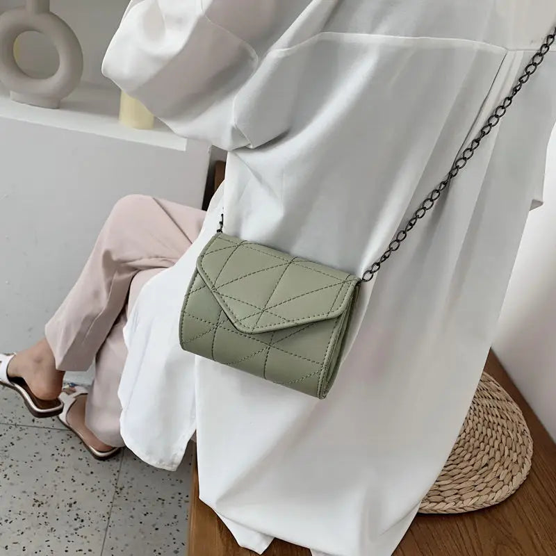 Diamond Lattice Solid Shoulder Bags Chain Mini Crossbody Bag