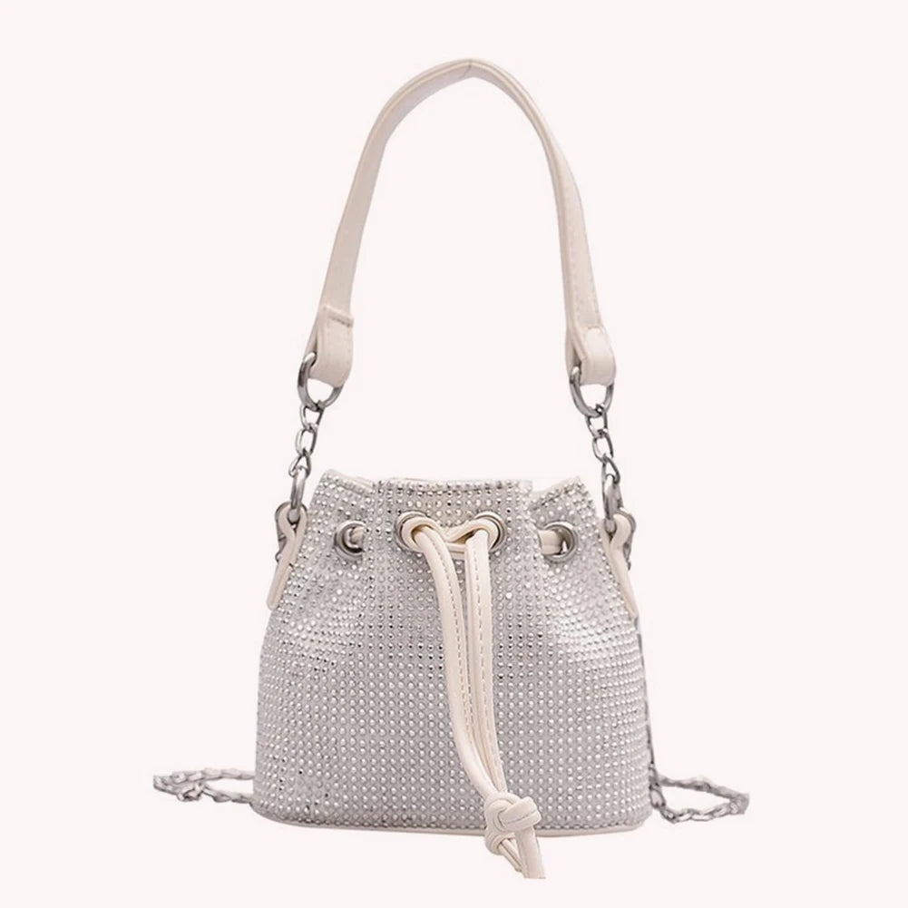 Diamond Rhinestone Bucket Chain Shoulder Bag Women Crossbody Tote