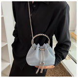 Diamonds Tassel Evening Clutch Bag Crystal Bucket Purse