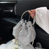 Diamonds Tassel Evening Clutch Bag Crystal Bucket Purse