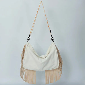 Casual Women Crossbody Bag Tassel Shoulder Messenger Bags Hobo Canvas Bag