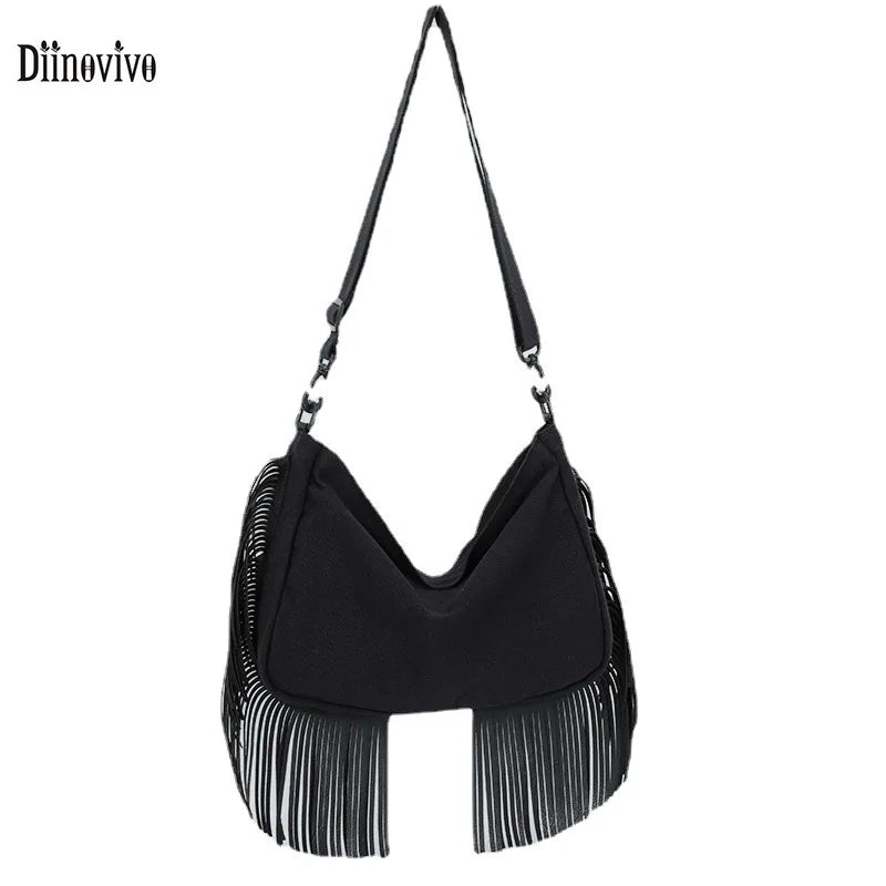 Casual Women Crossbody Bag Tassel Shoulder Messenger Bags Hobo Canvas Bag