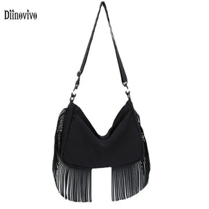 Casual Women Crossbody Bag Tassel Shoulder Messenger Bags Hobo Canvas Bag