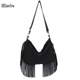 Casual Women Crossbody Bag Tassel Shoulder Messenger Bags Hobo Canvas Bag