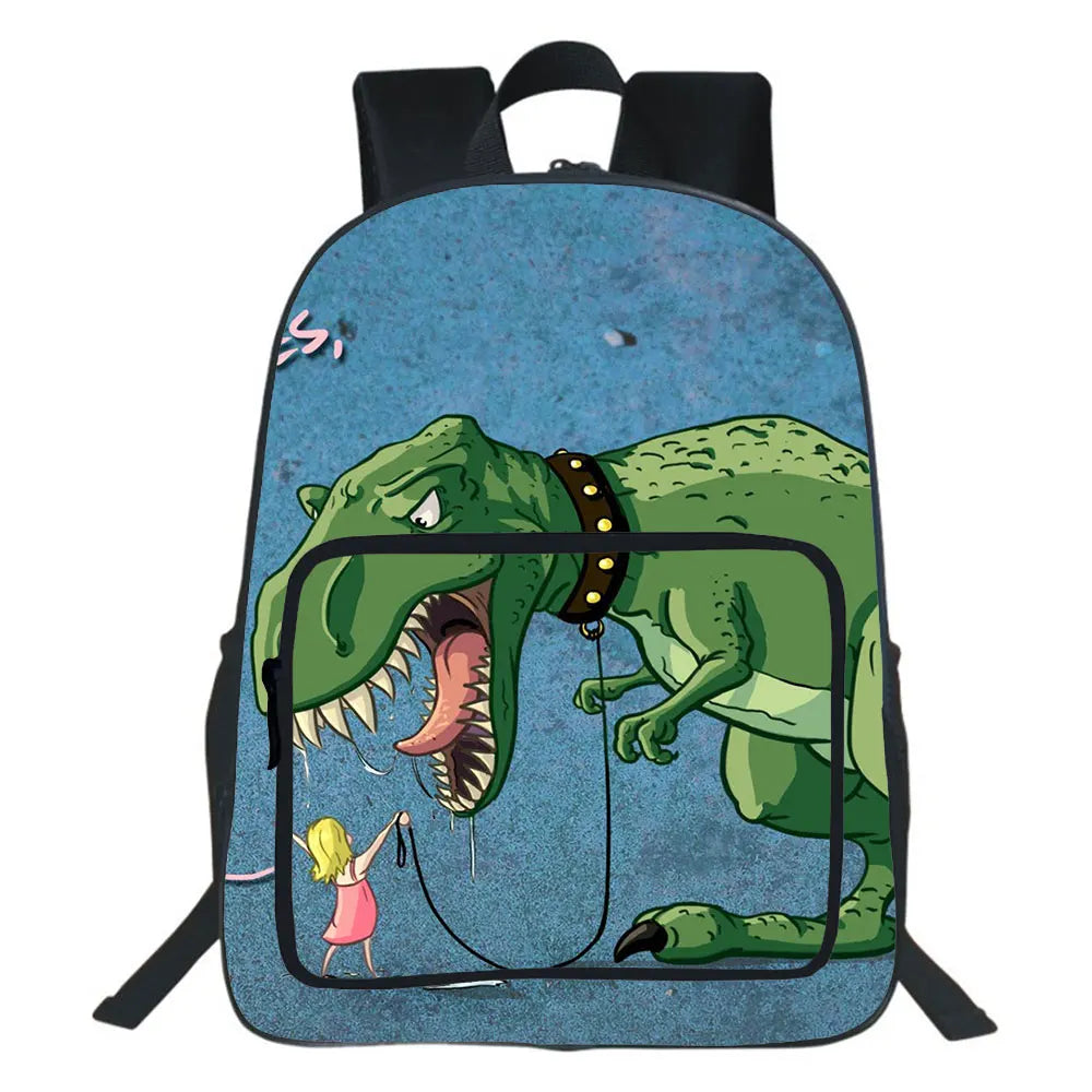Dino 3D Print Backpack Teen School Bag Cartoon Rucksack Unisex Bag 19 Inches