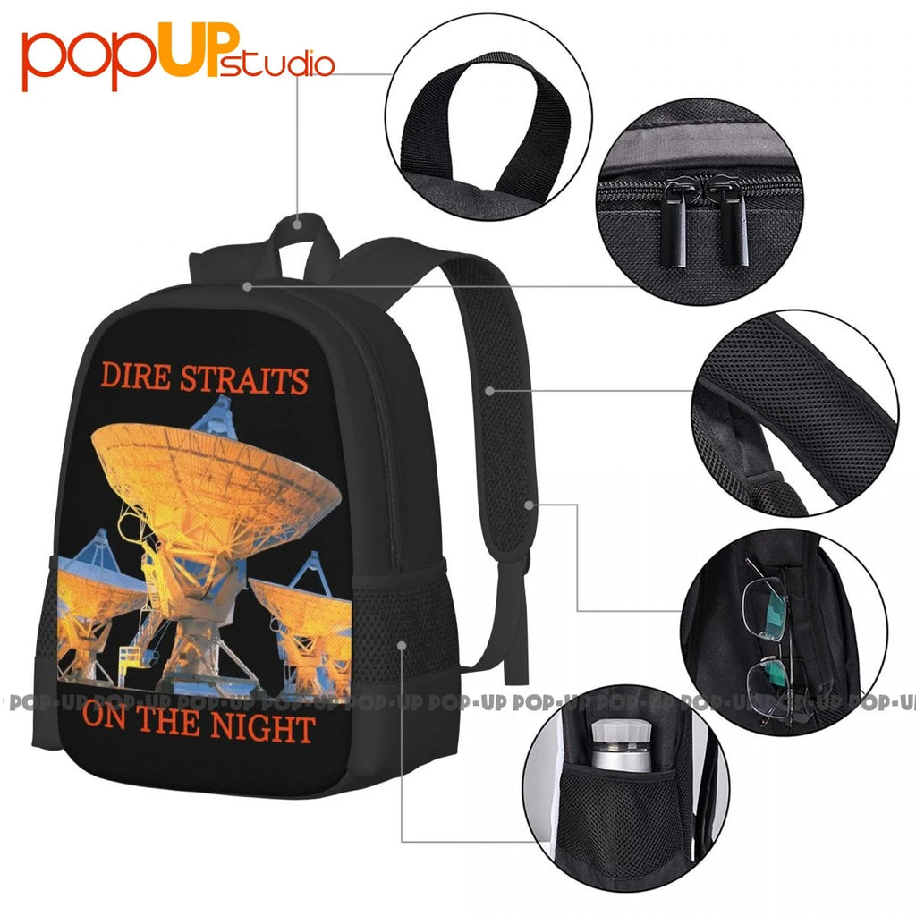 Dire Straits On The Night Poster Backpack Large Capacity Gym Schoolbag