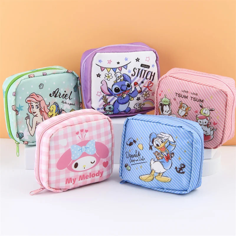 Cartoon Waterproof Cosmetic Bag Women's Sanitary Napkin Makeup Bag Storage
