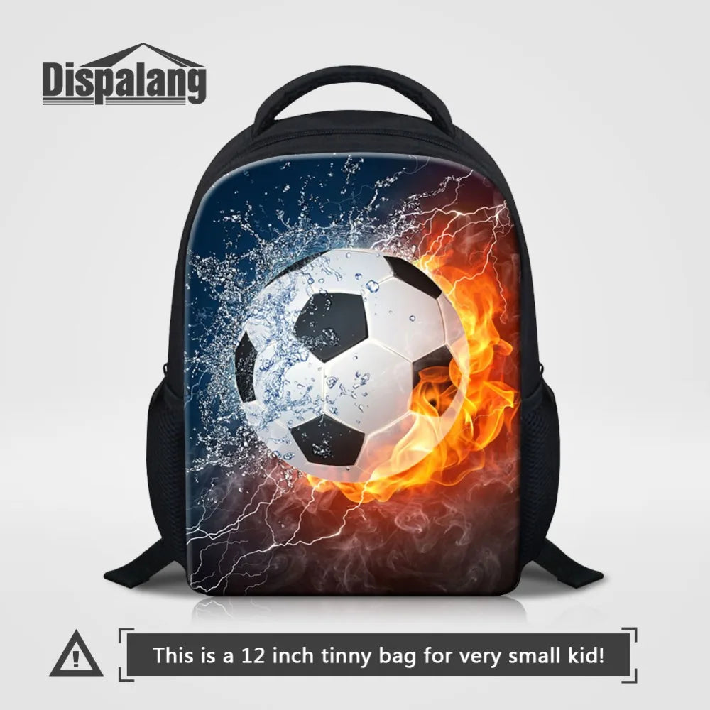 12" Kindergarten Book Bags Flame Soccers Mini School Backpack for Kids