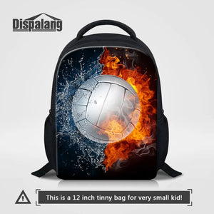 12" Kindergarten Book Bags Flame Soccers Mini School Backpack for Kids