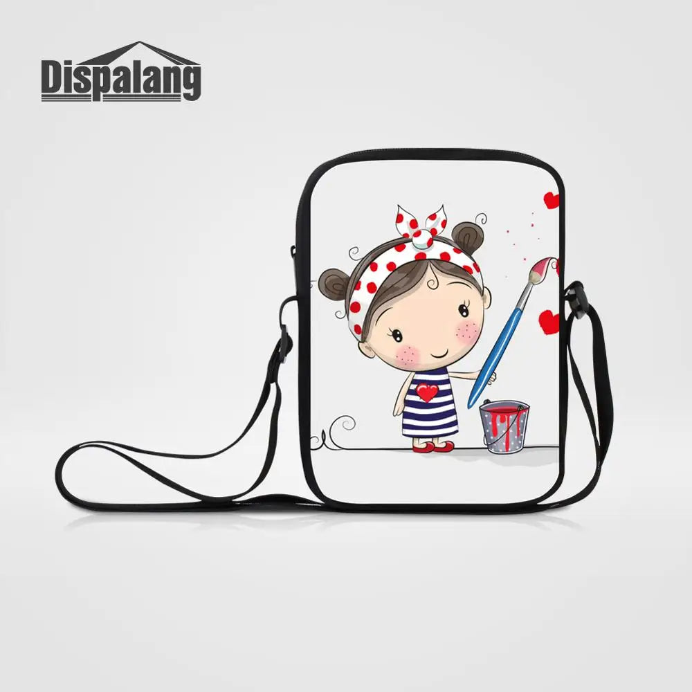 Cartoon Girl 3D Print Women Mini Crossbody Bag Ladies Messenger Bag