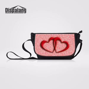 Cartoon Heart Pattern Women Messenger Bags Casual Canvas Crossbody Gift