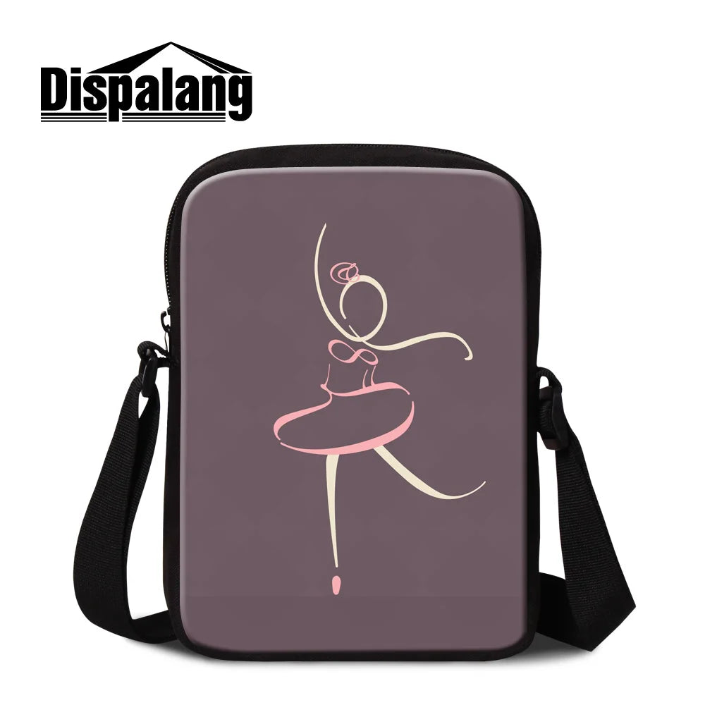 Casual Messenger Bag Ballet Toe Shoes Violin Prints Crossbody Bags