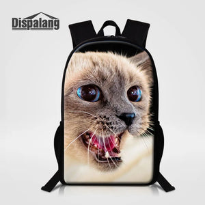Cat Animal Print Women School Backpack Teen Girls Bookbag Rucksack Travel Bag