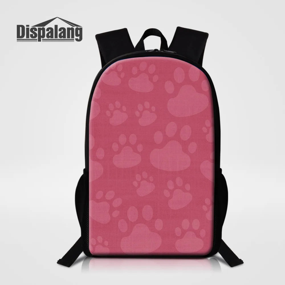 Cat Paw Print Backpack Casual Student School Bags Travel Shoulder